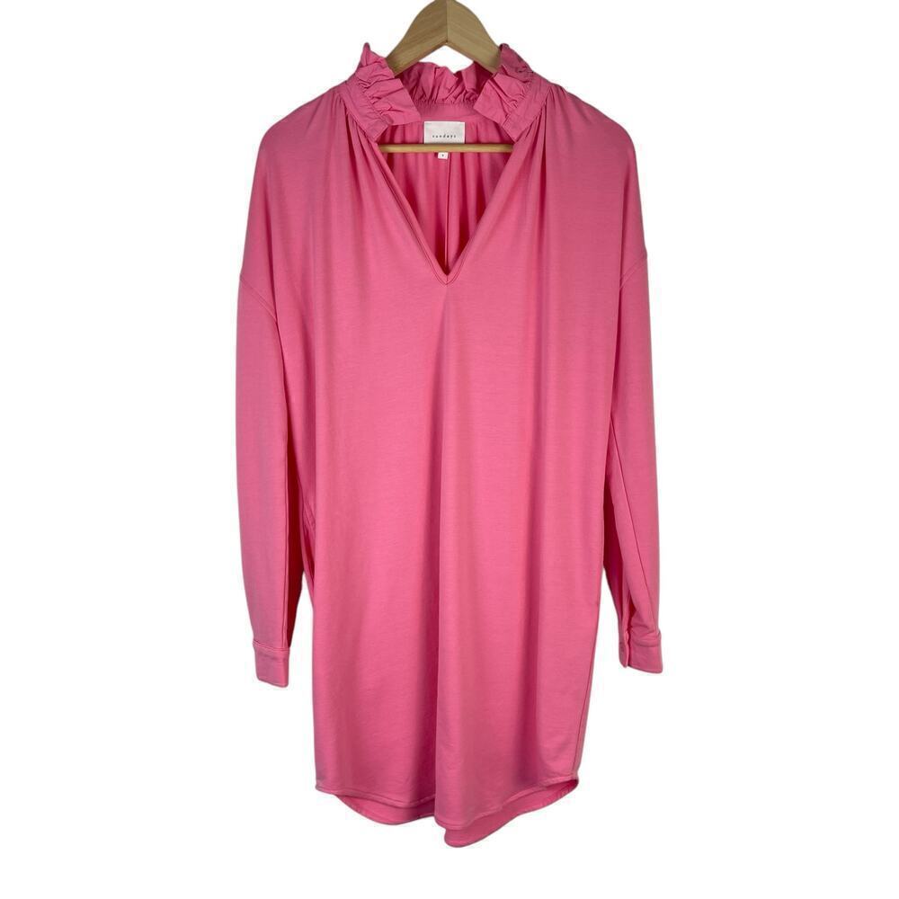 Anthropologie Sundays Bubble Gum Pink Shift Dress Long Sleeve Women’s Small